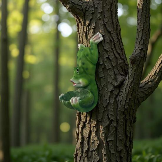 Žabí socha Krmítko pro ptáky Zahradní dekorace Žabí figurka Pryskyřice Žabí design Krmná miska na strom Venkovní použití Terasa Zahrada Přední veranda