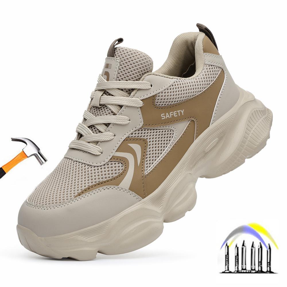 summer light safety shoes steel toe cap work protection boots breathable mesh work shoes for men women protective work sneakers