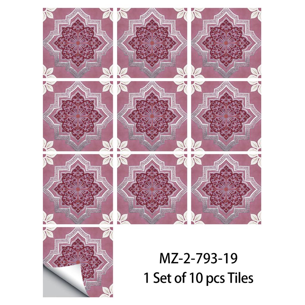 10 Pezzi Adesivi Piastrelle Mandala Boho - Decalcomanie Murali in PVC Lucido Cristallo - Murale Autoadesivo Impermeabile per Pavimento Cucina Bagno Decorazione Casa