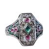 Eco-friendly Alloy Ring with Red & Green Diamonds - 2026 Luxury Court Style