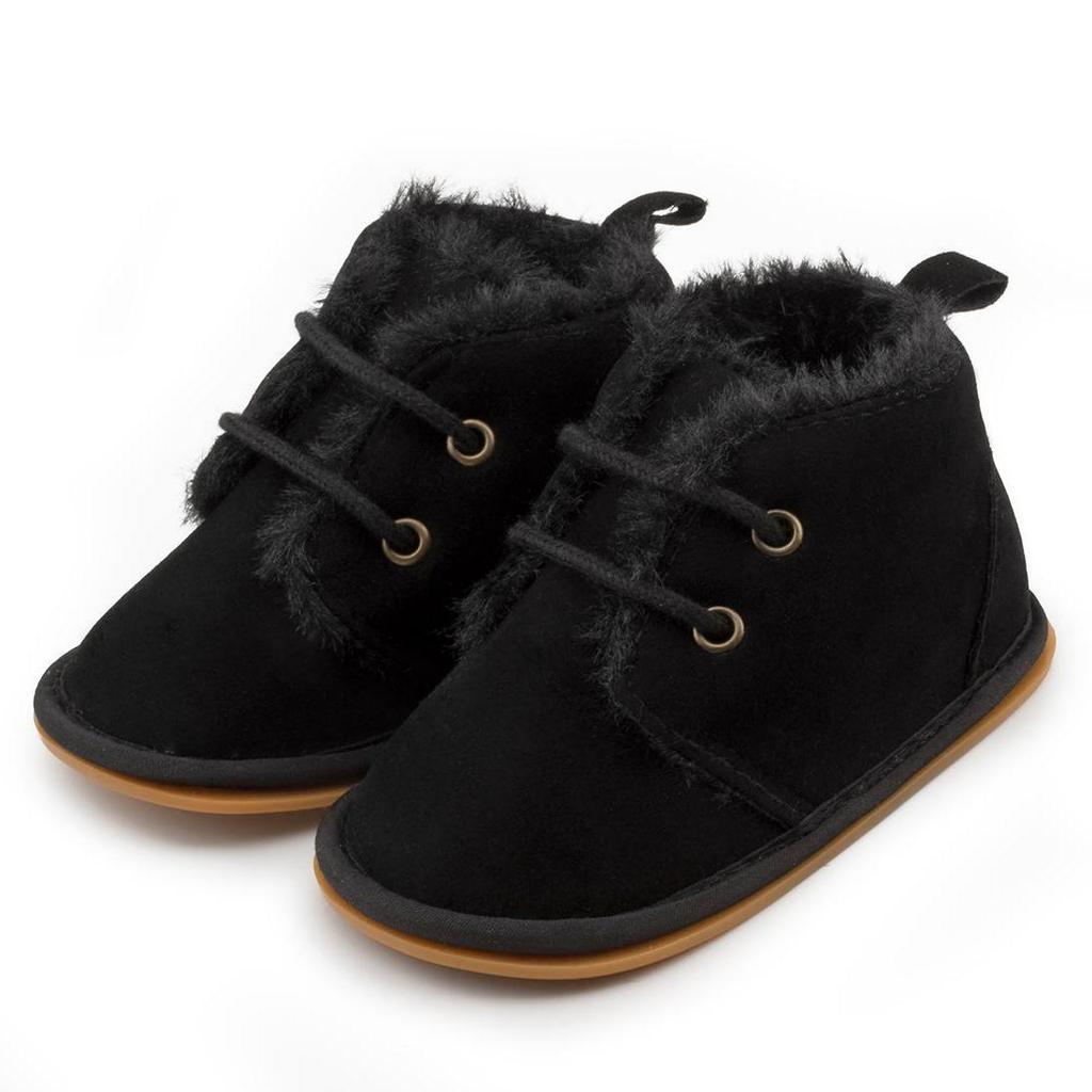Autumn/Winter Baby Walker Shoes - Warm Velvet, Non-slip Rubber Sole, Cozy Cotton