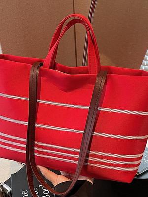 Damen gestreifte Canvas Schultertasche - 2025 Modestil, Originaldesign, lässige Umhängetasche