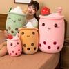 Simulation milk tea doll plush toy throw pillow funny doll pearl milk tea cup cushion milk tea shop decoration