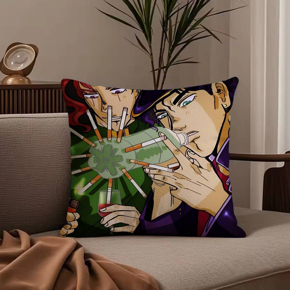Anime j-jojo family Pillow Case Anti-dustmite Pillowcase Invisible zipper silky short plush Sofa cushion cover