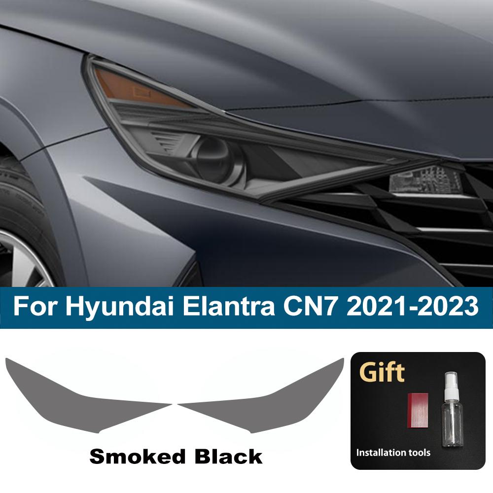 For Hyundai Elantra CN7 2025-2026 Smoke Black High Gloss Pre-Cut TPU Headlight Protective Film PPF Anti-Scratch Vinyl Wrap Cover