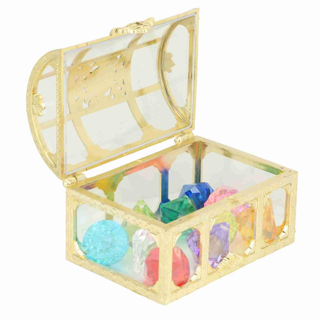 10PCS Diamonds Diving Toy Acrylic Golden Box Colorful Underwater Gem Pool Toys for Boys and Girls