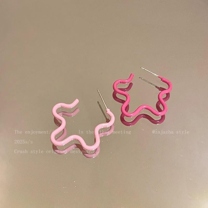 Blue Gradient Small Flower-shaped Glazed Ear Ring for Women - Summer Sweet and Youthful Heart-shaped Earrings, Unique and Exquisite Ear Jewelry