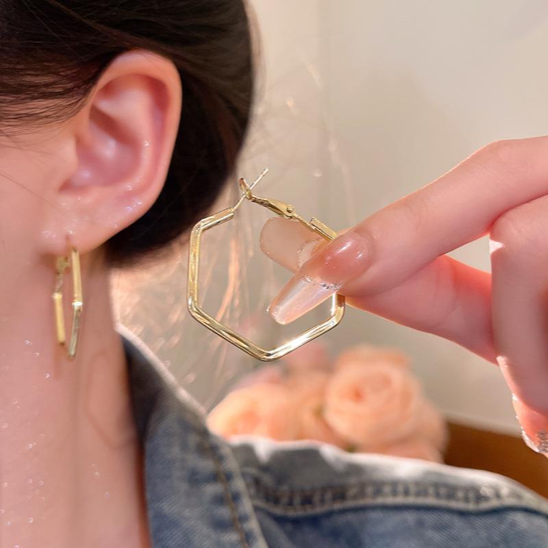 Irregular Metal Circle Earrings Women s Cold Wind Versatile Geometric Stud Earrings 2025 Ear Wholesale