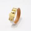 Trendy Punk Lychee Grain Single Loop Leather Belt Buckle Alloy Pu Bracelet Hot Selling Bangle