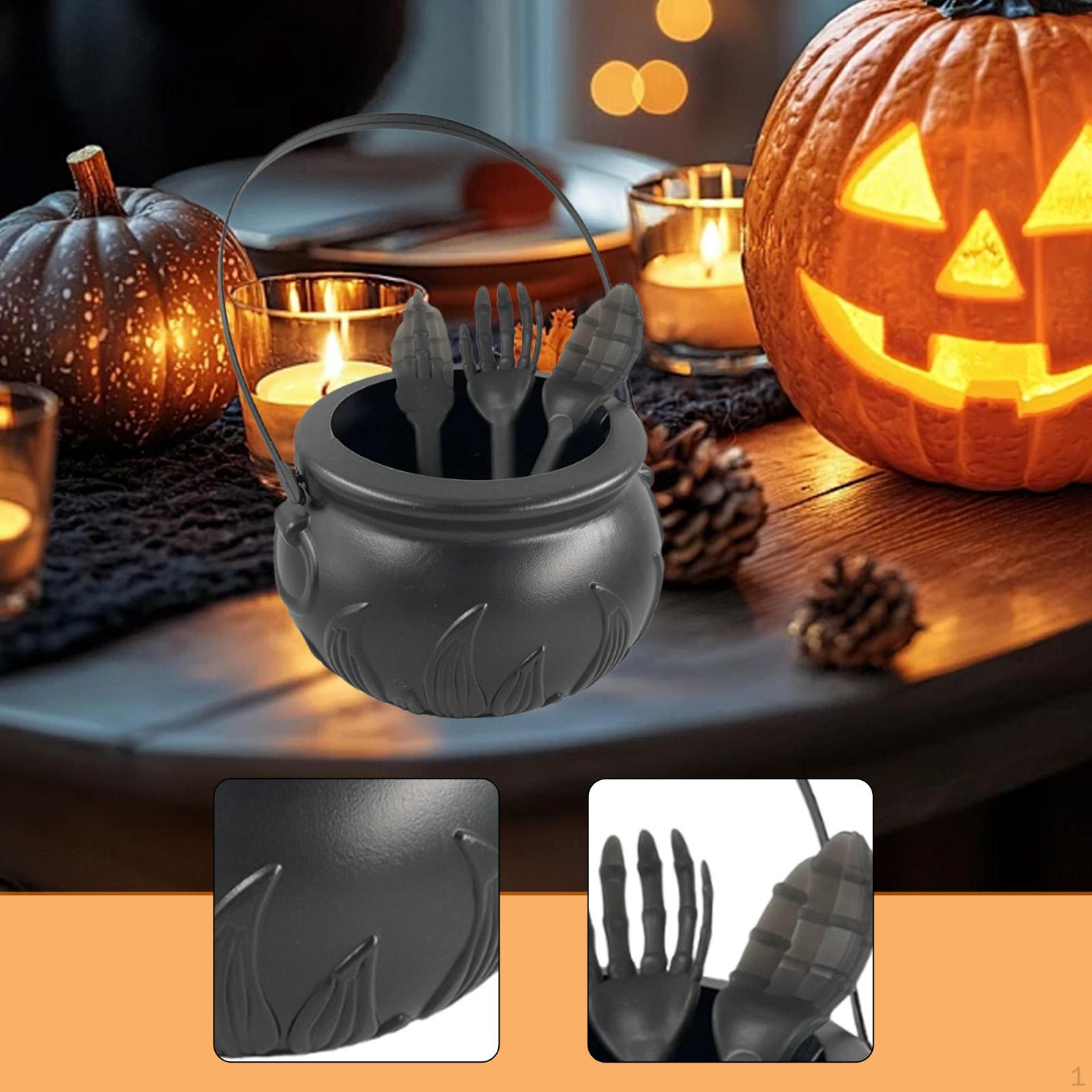 

Halloween Decoration Portable Reusable Mini for Children Container Candy Bucket Serving Bowl чорний