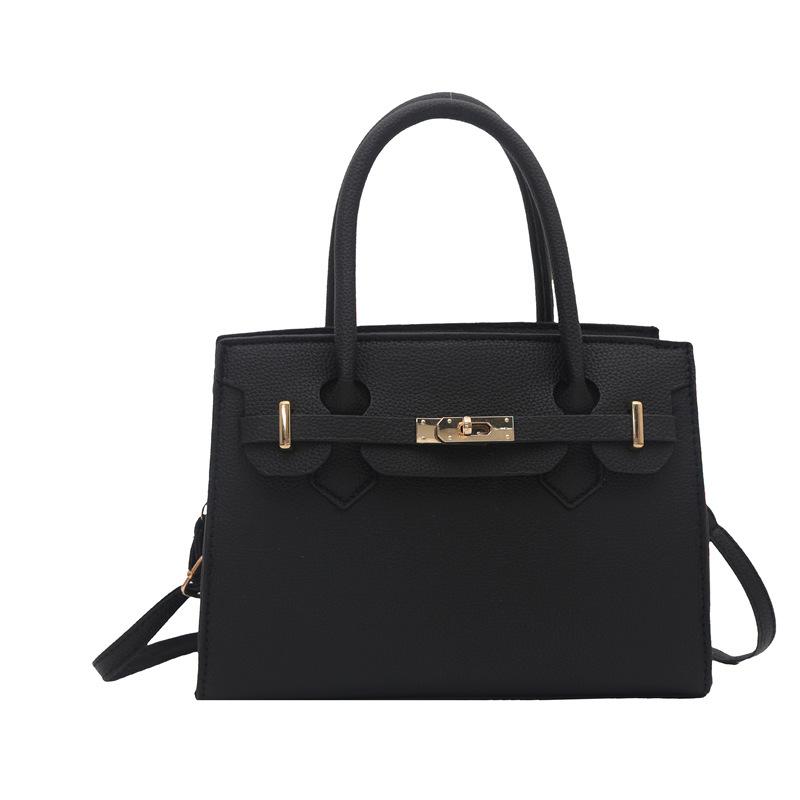 Versatile Chic Solid Color Shoulder Bag New Minimalist Faux Leather Handbag Fashion Commuter Crossbody Purse KTB чёрный