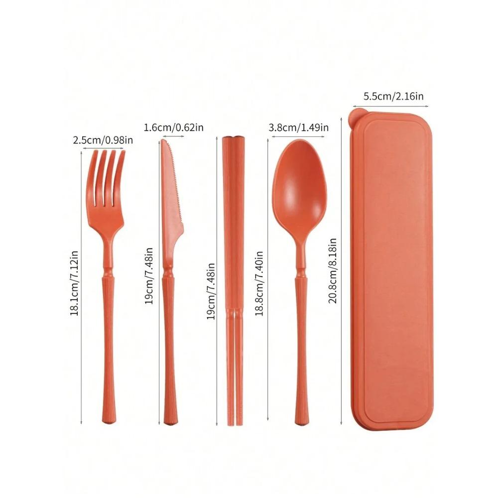 1pcs Knife, fork, spoon and chopsticks plastic tableware set, reusable, suitable for picnics, camping, and student supplies