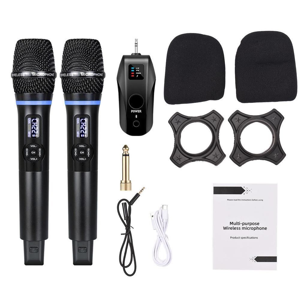Wireless Microphone System Receiver with Handheld Mic UHF Anti Howling and Reverberation Function for Home Cinemas