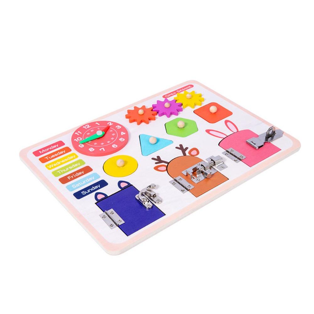 Early Education Unlock Busy Board Toys Wooden Montessori Unlock Game  Fine Motor Training