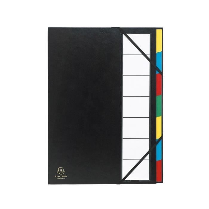 EXACOMPTA Trieur Rigide "Ordonator" Dos Extensible 7 Compartiments Noir