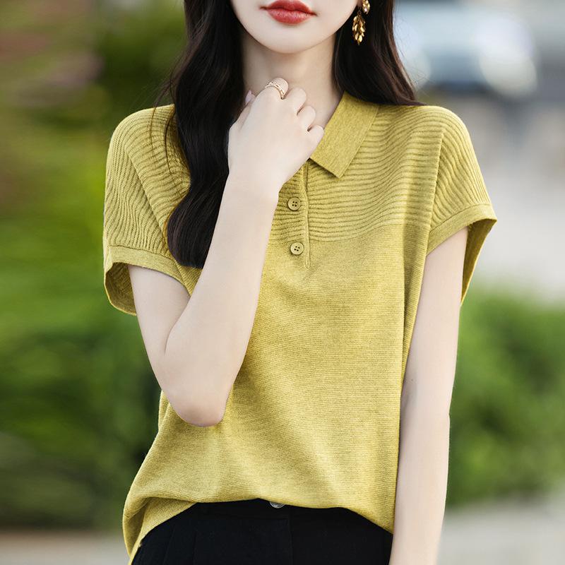 

Новый летний вязаный свитер с короткими рукавами — свободный, стройнящий и универсальный. Верх из тонкого шелка Ice Silk легко сочетать XXL жёлтый