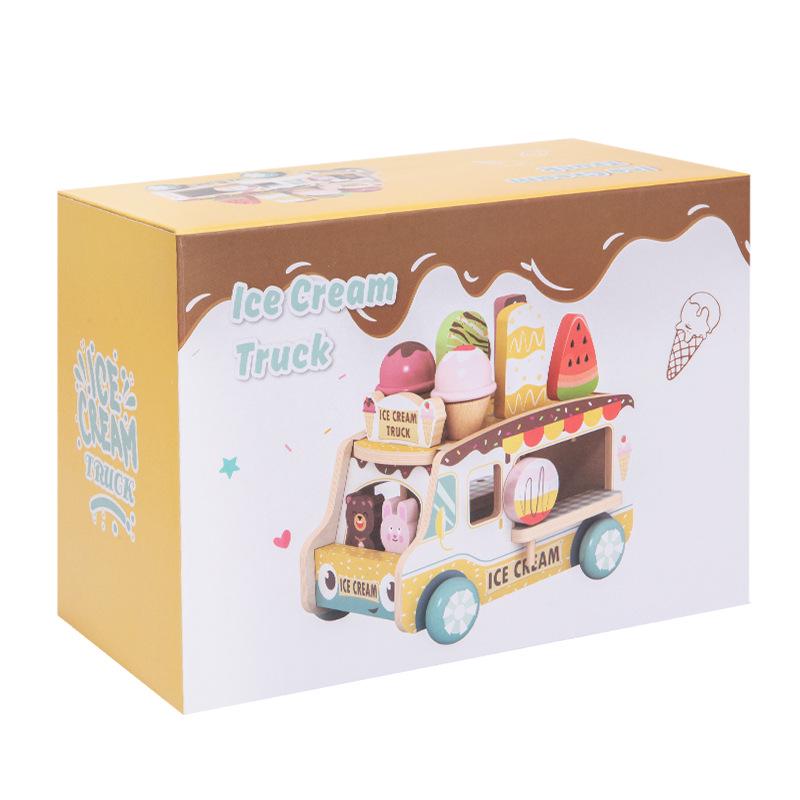 Wooden Ice Cream Cart: Educational Role-Playing Toy for Children