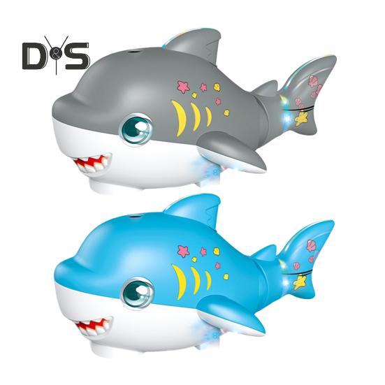Electric Blowing Ball Shark Toy with Music Light Swing Tail Walking Shark Toy Educational Sea Animal Crawling Toy Toddlers Boys Girls Gift