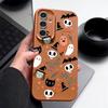 Ghost Pumpkin Pattern Phone Case For Samsung Galaxy S25 S24 S22 Ultra S23 S24 FE A17 A56 A16 A36 A26 A55 A15 A25 A54 5G Leather Texture TPU Shockproof