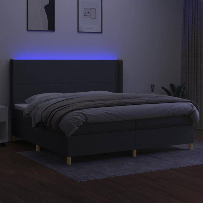 VidaXL Sommier à Lattes de Lit avec Matelas et LED, Lit Rembourré avec Tête de Lit, Lit Double, Lit Adulte de Chambre, 3138742