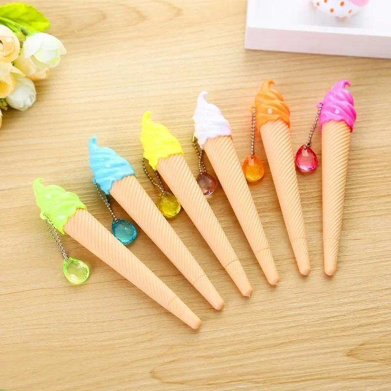 6 Pcs Batch Ice Cream Pen Cartoon Writing Cute Gel Pen Children's Day Gift 0.38 Mm Gel Pen School Supplies Office Accessories