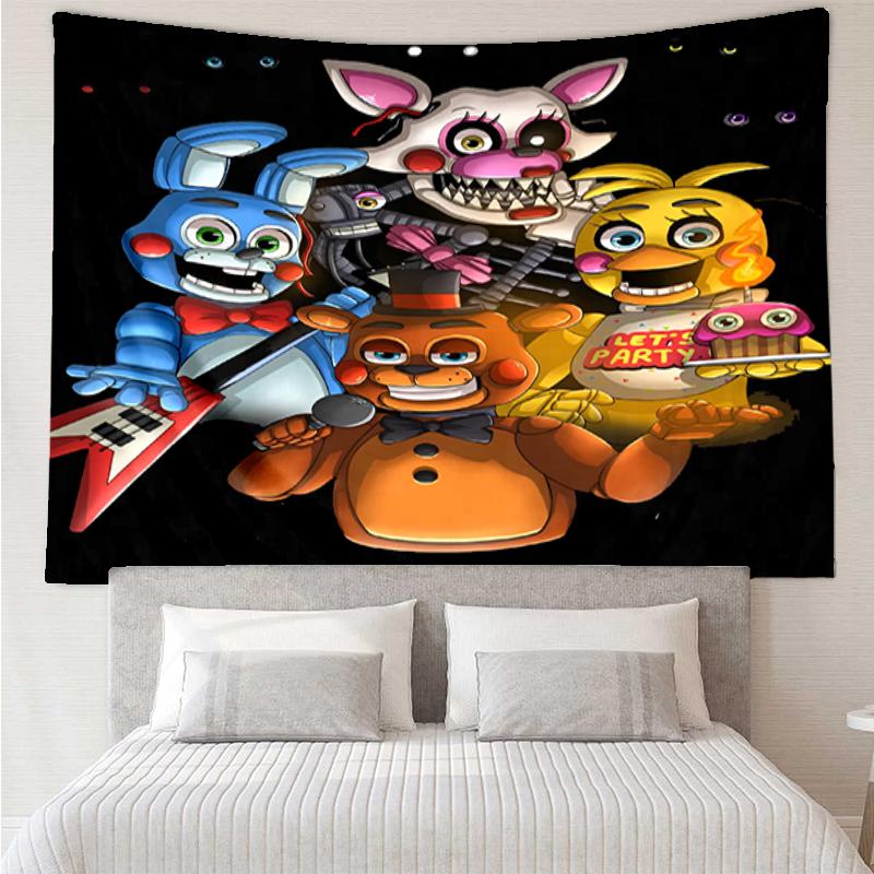 Freddy Print Tapestry, Backdrop, Easy Setup, Ideal for Bedroom, Office & Living Room, with Aesthetic Wall Hanging Decor.