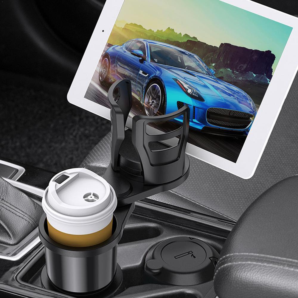 4In1 Adjustable Car Cup Bottle Holder Multifunctional Auto Stand Organizer Black