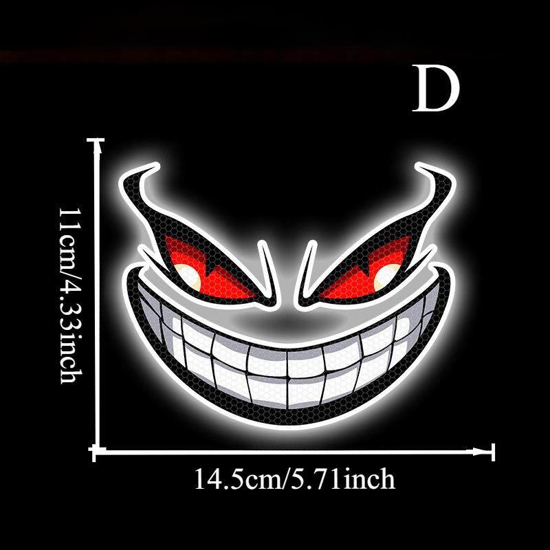 

Reflective car stickers, night light warning, devil smiling face, eye stickers, Halloween cartoon motorcycle stickers