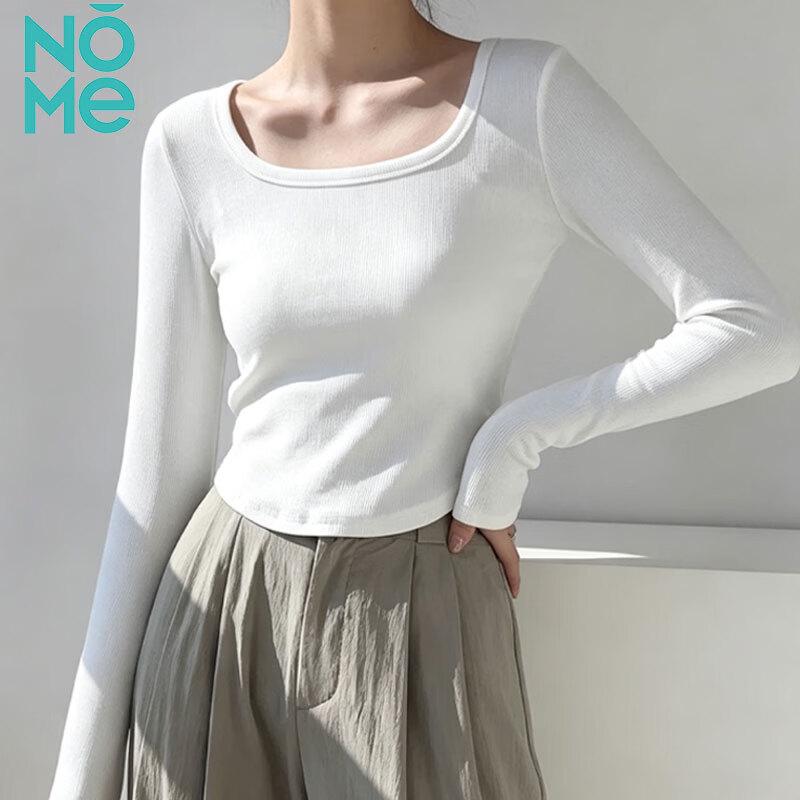 NOMe Ribbed U-Neck Long-Sleeve Slim Crop Top