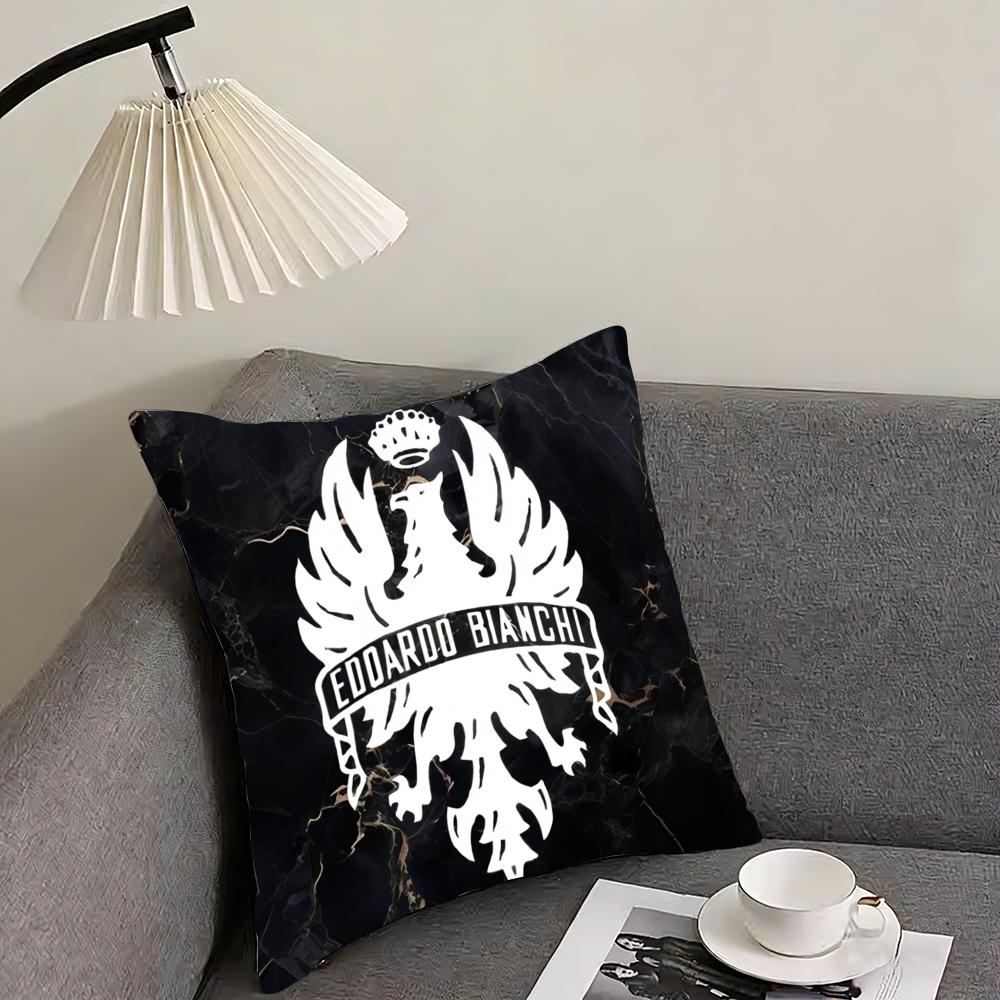 Luxury B-Bianchi Logo Cushion Cover Elegant Comfort Pillowcase Sofa Bed Double-Sided Printed Invisible Zipper Home Decor