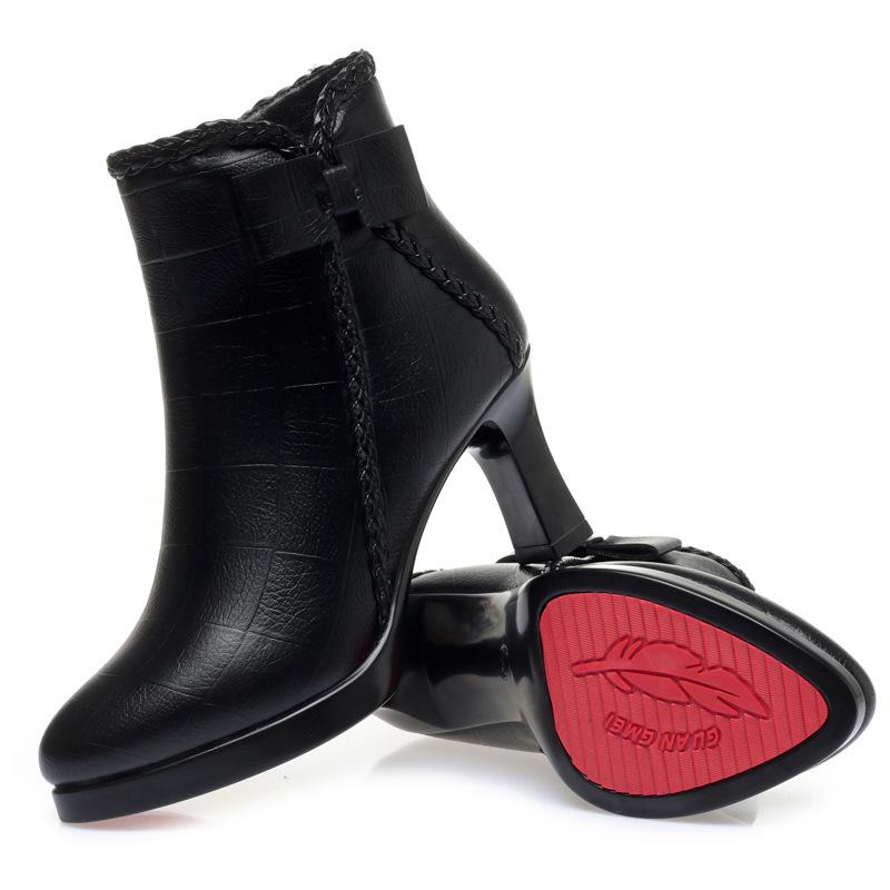 Women's Short Boots Autumn and Winter New All-Matching Pointed Toe High Heel Boots Women's Stiletto Heel Women's Fleece-Lined Boots