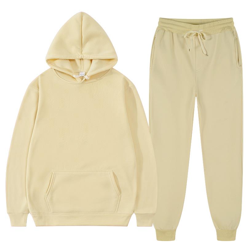 Einfarbig Hoodie Set Tasche Langarm Frauen Hoodie Herbst Casual Jogger Anzug Trainingsanzug Sweatshirt Frau Pullover Chandals Hombre