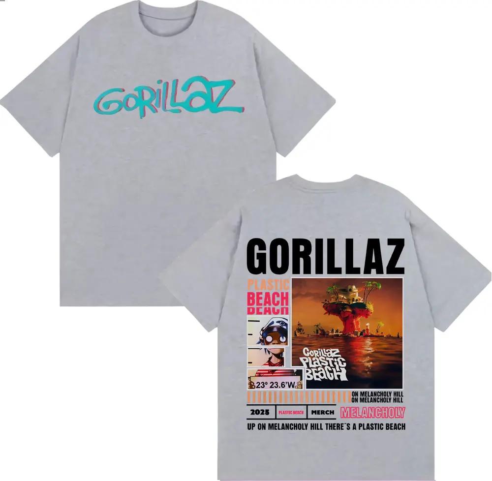 Rock Band Gorillaz Merch T Shirt Unisex Women Clothing Vintage Fashion Cartoon Tshirts Cotton Casual Oversized T Shirts Streetwear