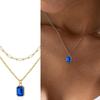 Elegant Double Layer Necklace Featuring December Birthstones And 18k Gold Plating Rectangular Design Neckchain For Women