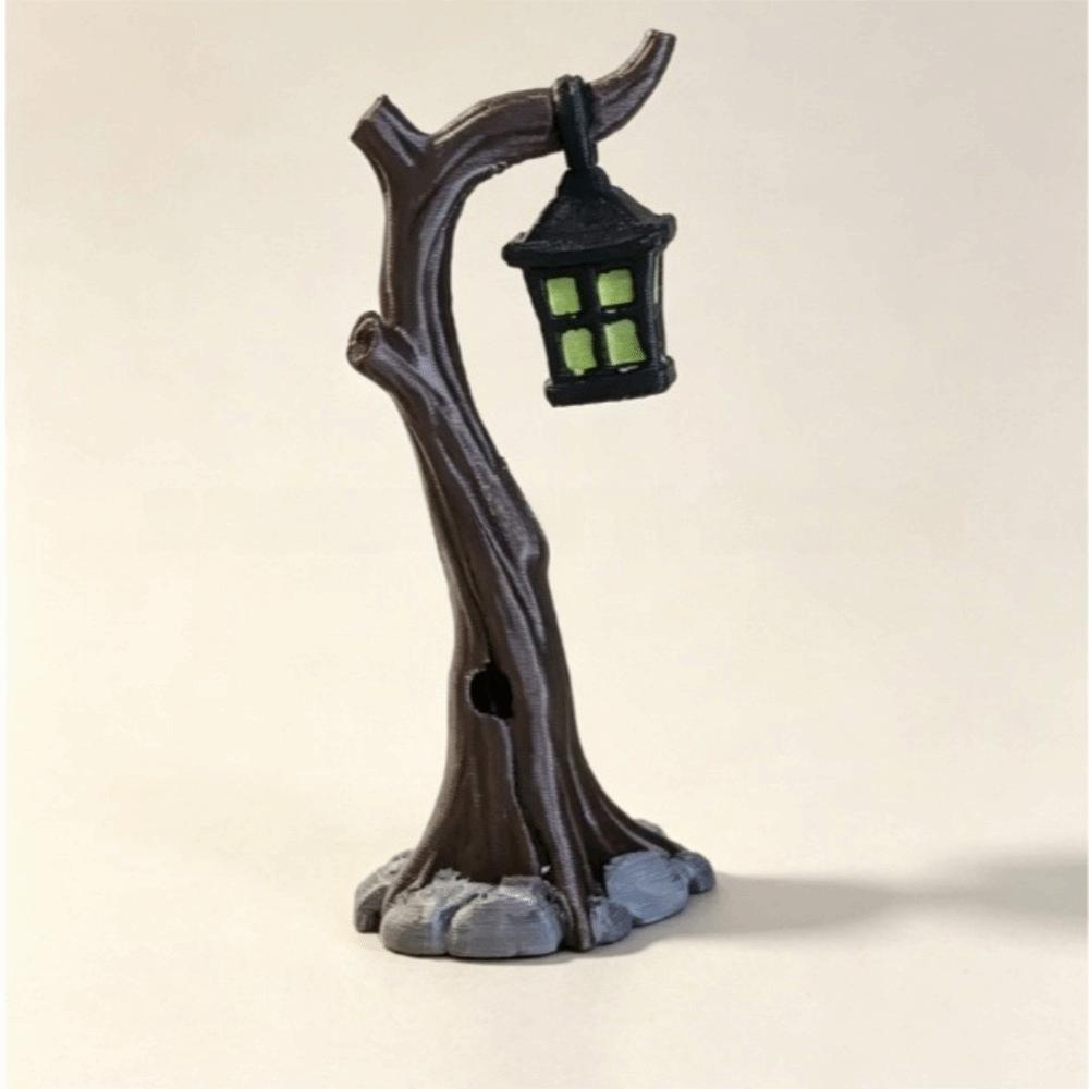 Retro Tree Lanterns Ornaments Dollhouse Statue Miniature Desk Ornament  Garden