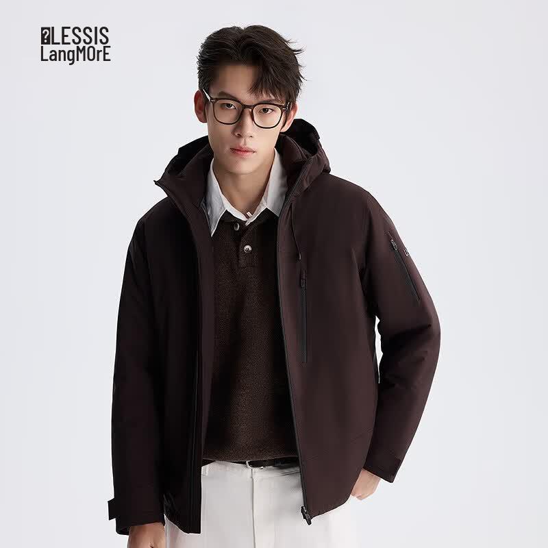 Lilang Men s Fashion Hooded Down Jacket 170/88A шоколадный коричневый