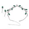 Damen Halskette Ohrring Set Strass Blätter Braut Hochzeit Schmuckset für Geburtstagsfeier Grün und Weiß K