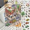 Cartoon Large Version of Small Town Landscaping Stickers for Weekend 3D Miniature World Unzipping DIY Scene Account
