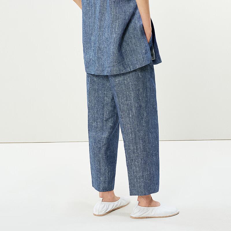 LESS 2025 Summer Retro Straight Cropped Linen Pants