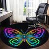 1PC Neon Butterfly Office Round Area Rug, Indoor Mat Suitable For Office, Under Office Chairs Bedroom Living Room Home Decor, Room Deco 105