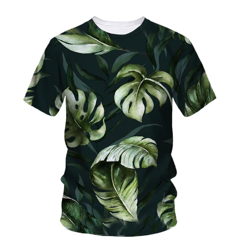 Summer Originality Plant Leaves Graphic T-shirts Trend Casual Personality Fun Printed O-neck Short Sleeve Men's T-shirts