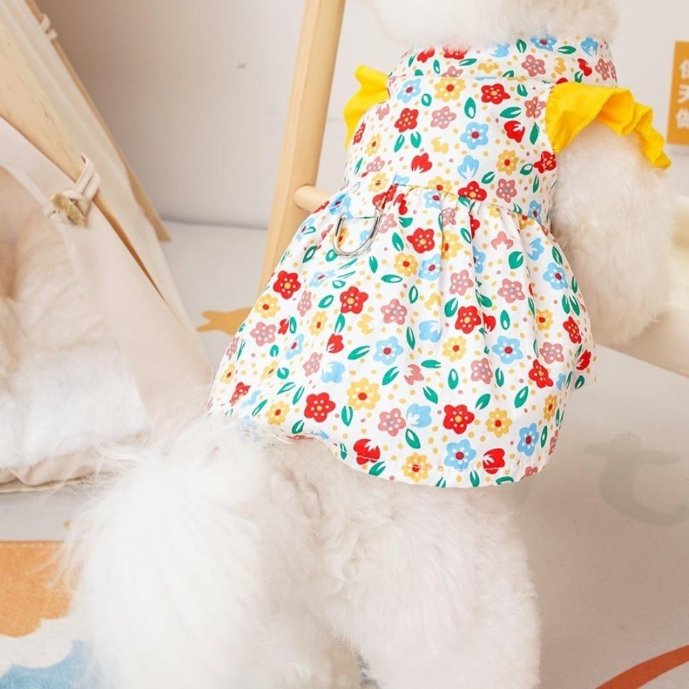 Thin Pet Dog Clothes Soft Pet Summer Dress Decorative Dog Flying Sleeve Skirt  Party