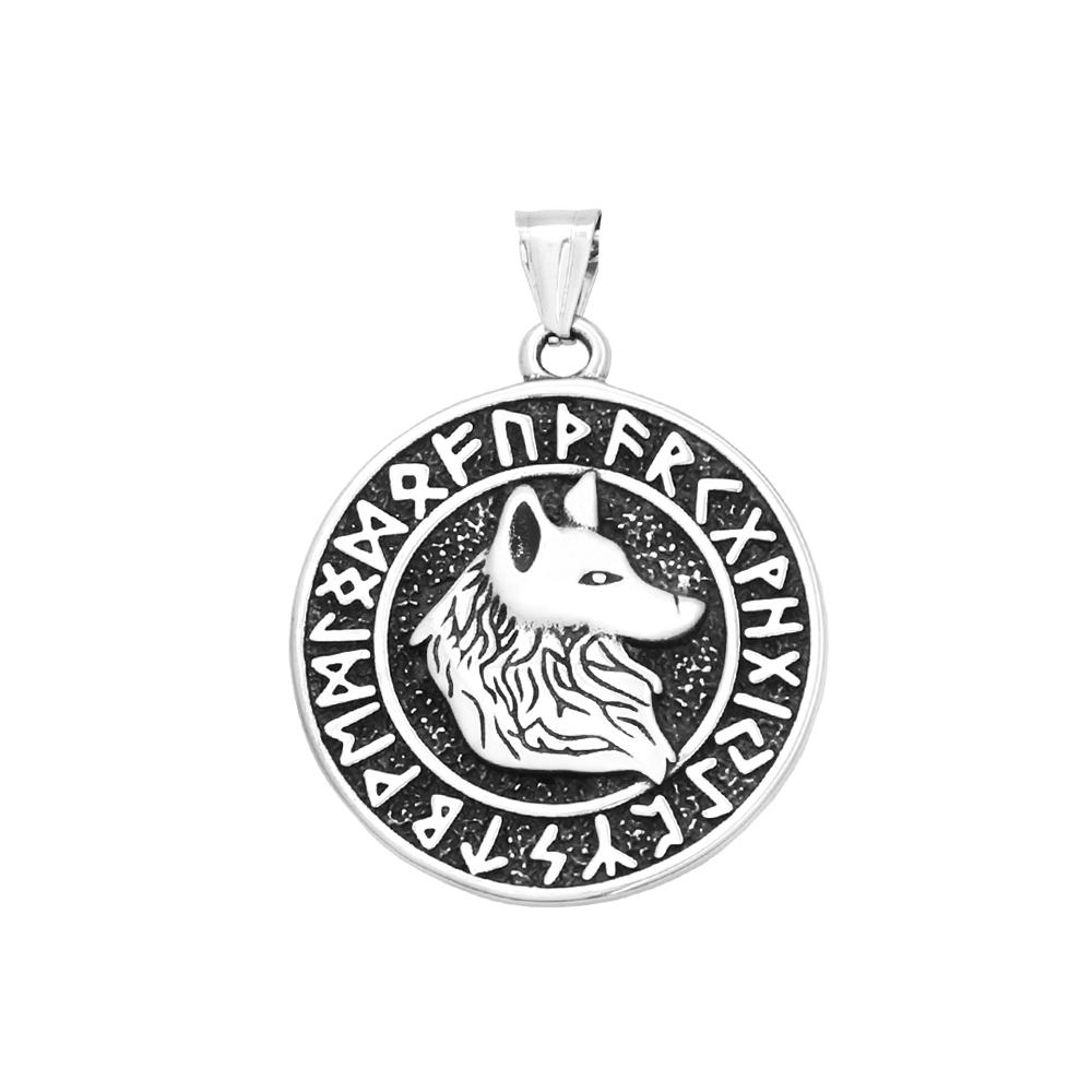 Vintage Domineering Viking Wolf Head Necklace 316L Stainless Steel Nordic Animal Pendant Odin Amulet Jewelry