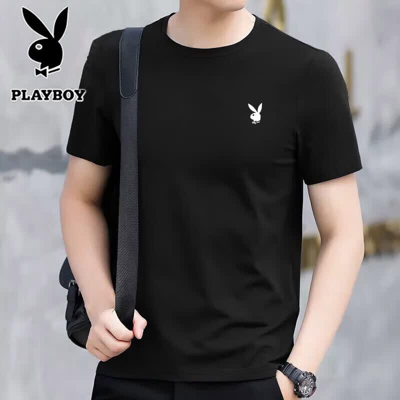 Мужская однотонная футболка с коротким рукавом PLAYBOY L
