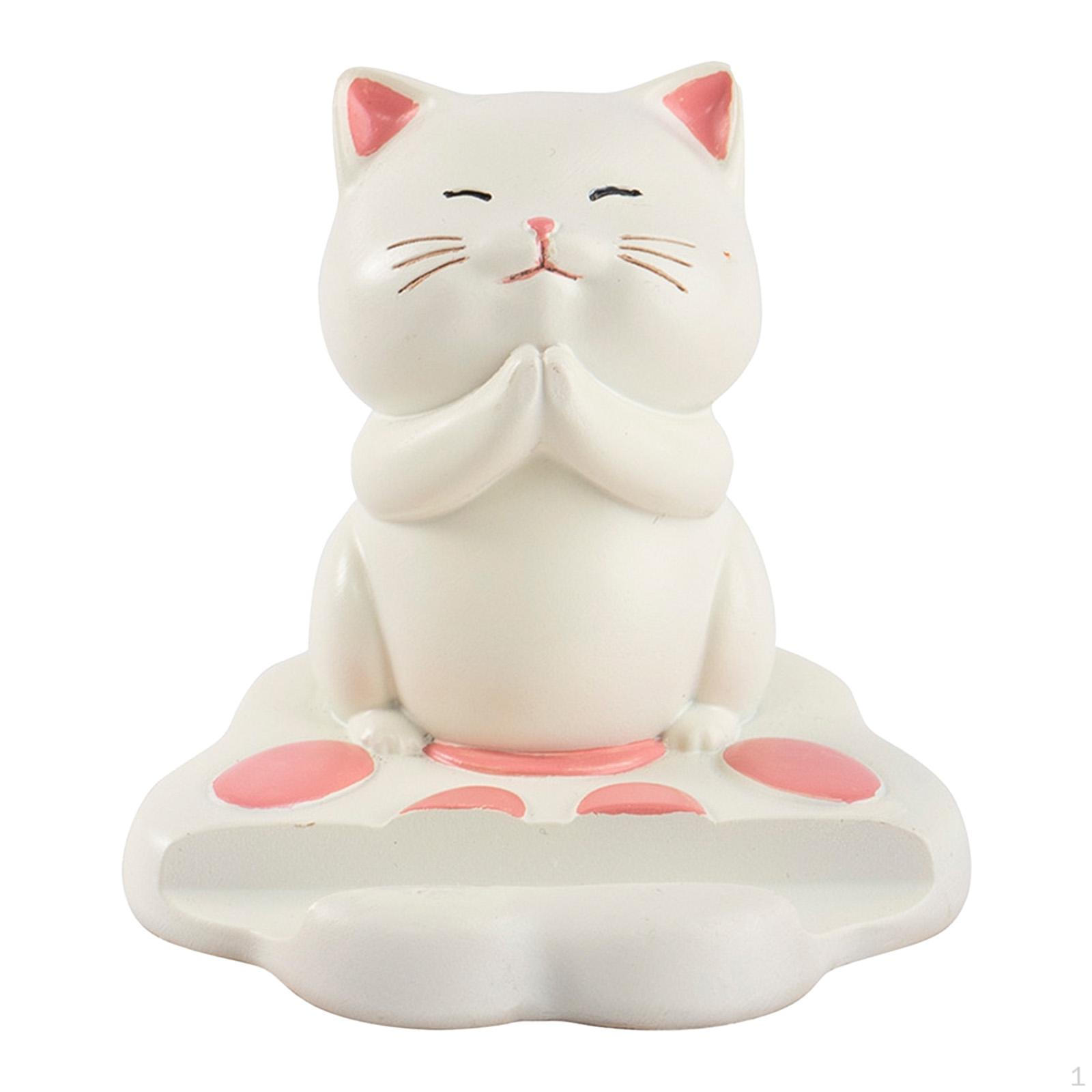 

Молящийся кот Держатель для телефона Фигурка животного Подарок Статуэтка котенка из смолы для путешествий Домашний офис Просмотр