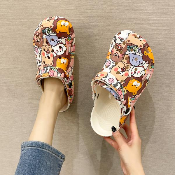 Fashion Slippers Casual Summer Women's Shoes Cover Toe Platform Shale Female Beach Slides Luxury Flat Sabot Fashion House Slippers Platf