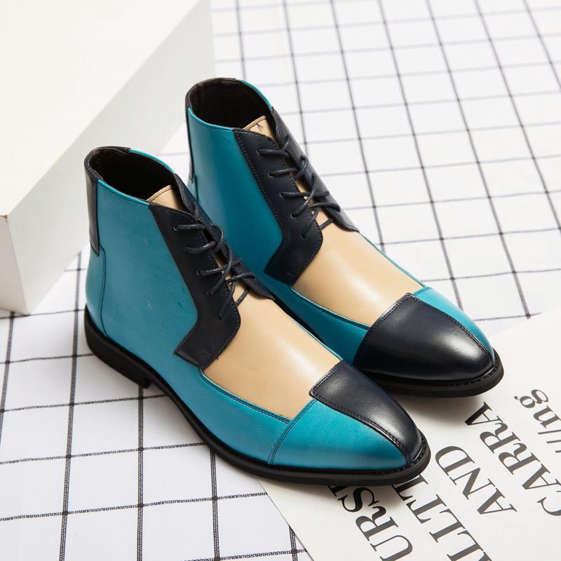 Lær herresko snøre Chelsea boots luxury s casual business sko high-top spisse herre boots big szie 48