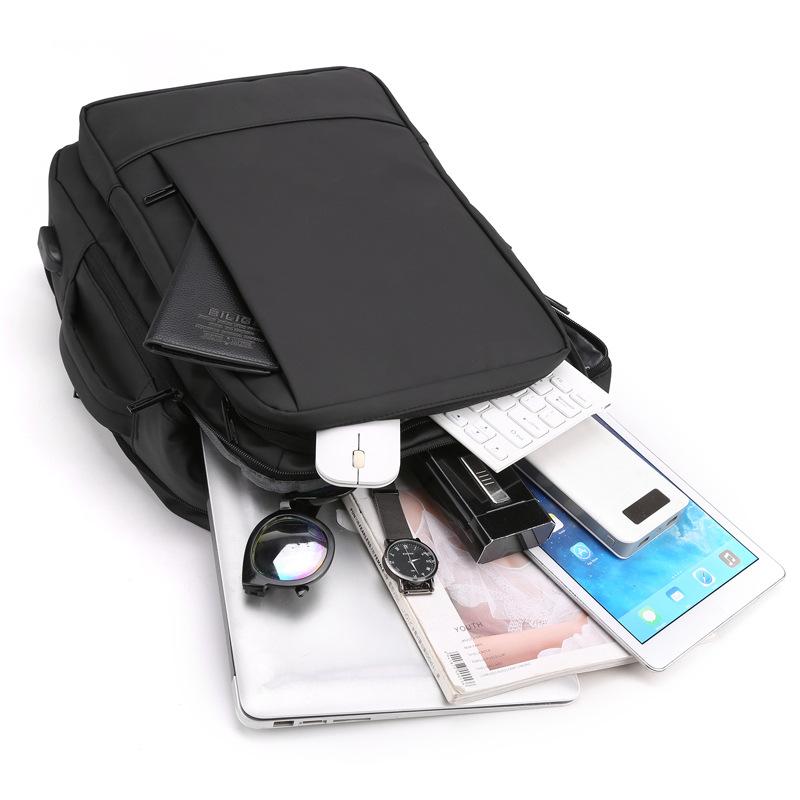 Business Men'S Backpack Double Back, Expandable Backpack Fashion Backpack Men'S Commuter Computer Bag