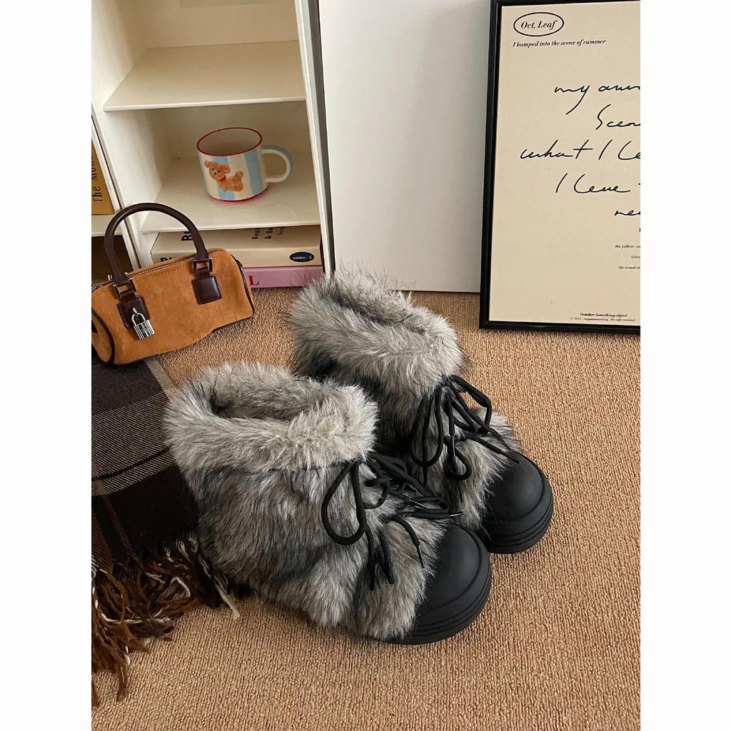 Fashion Add Pile Thickening Increase Thick Soled Snow Boots Women's 2025 New Winter Warm Wooly Cotton Boots