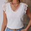 Pull-over à col en V et manches courtes pour femme, nouvelle collection été